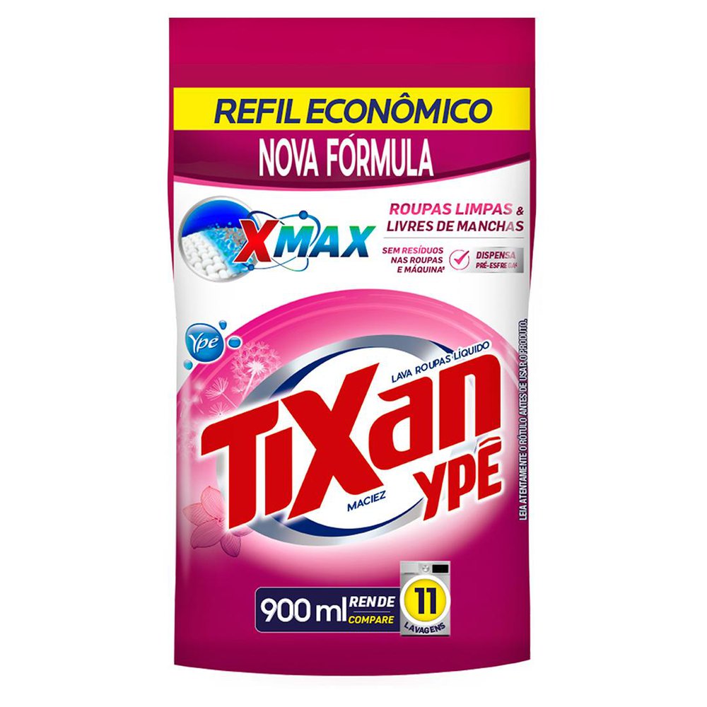 Lava Roupas Líquido Tixan Ypê Maciez Refil 900ml