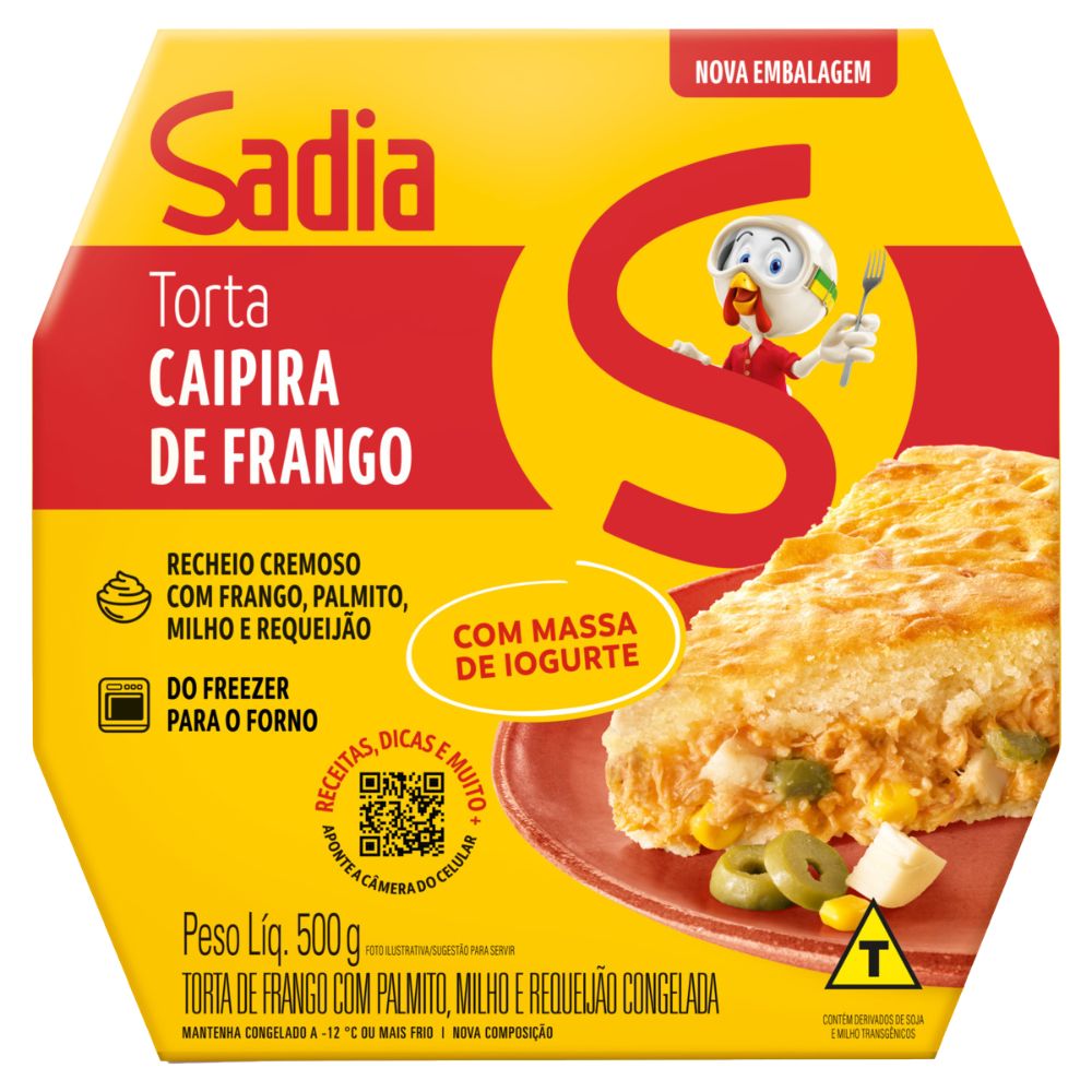 Torta Congelada Caipira de Frango Sadia Caixa 500g