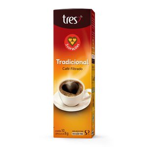 Café em Cápsula 3 Corações Torrado e Moído 10 Unidades 75g
