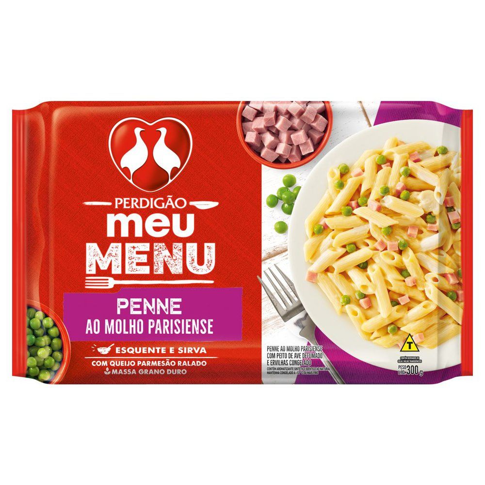 Penne ao Molho Parisiense com Queijo Parmesão Perdigão Meu Menu 300g