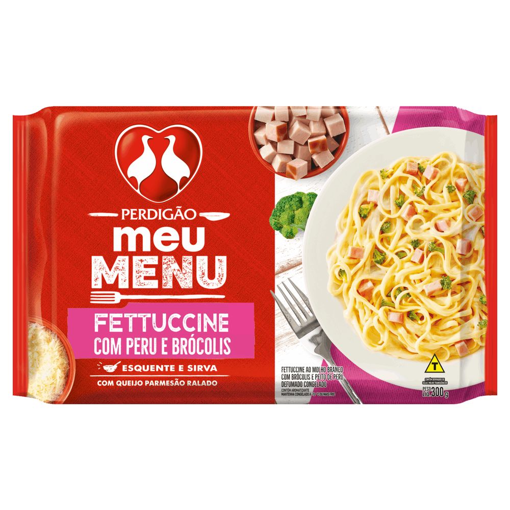 Fettuccine Perdigão Meu Menu com Peru e Brócolis Congelado 300g