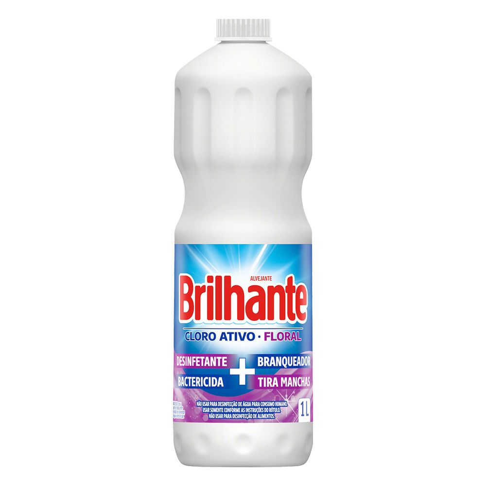Alvejante Uso Geral Cloro Ativo Desinfetante Floral Brilhante 1L