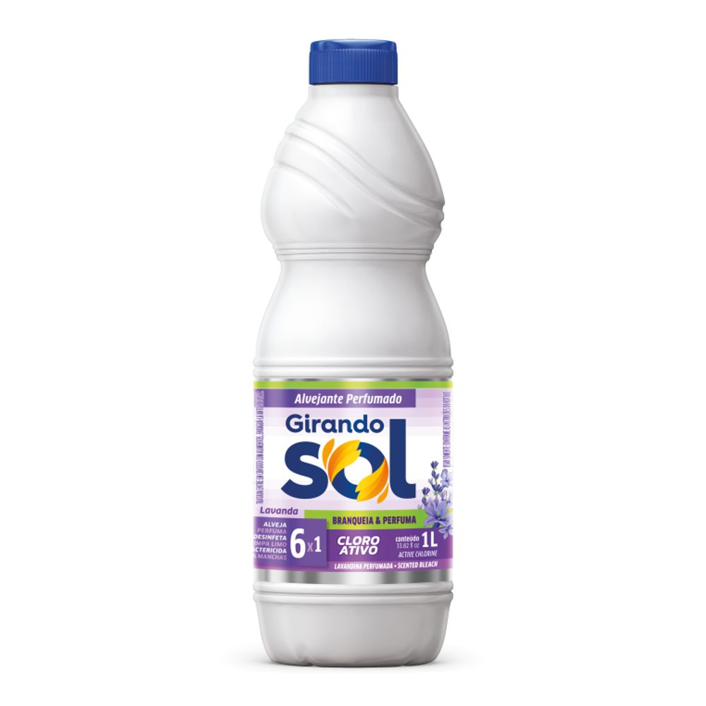 Alvejante Desinfetante Multiuso Cloro Lavanda Girando Sol 1L