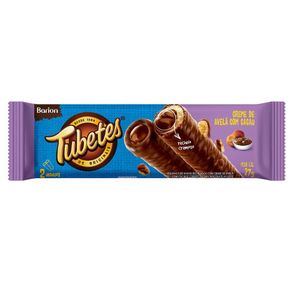 Rolinhos de Wafer Tubetes Recheio Avelã e Cacau Cobertura Chocolate ao Leite Barion 27g
