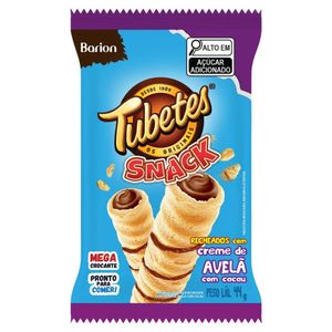 Rolinhos de Wafer Recheio Creme de Avelã com Cacau Barion Tubetes Snack Pacote 44g