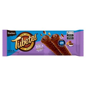Rolinhos de Wafer Recheio Creme de Avelã com Cacau Cobertura Chocolate ao Leite Barion Tubetes 80g