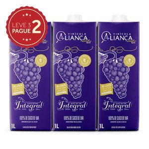 Suco de Uva Tinto Integral Aliança 1L Leve 3 Pague 2 KIT PRONTO