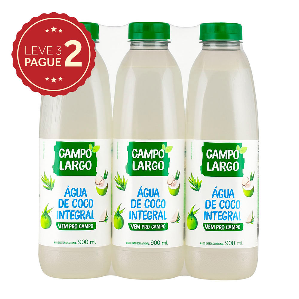 Água de Coco Campo Largo Integral 900ml Leve 3 Pague 2 KIT PRONTO