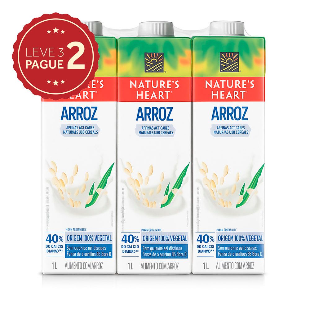 Bebida Vegetal Nature's Heart Arroz 1L Leve 3 Pague 2 KIT PRONTO