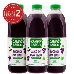 Suco Uva Tinto Campo Largo Garrafa 1,35L Leve 3 Pague 2 KIT PRONTO