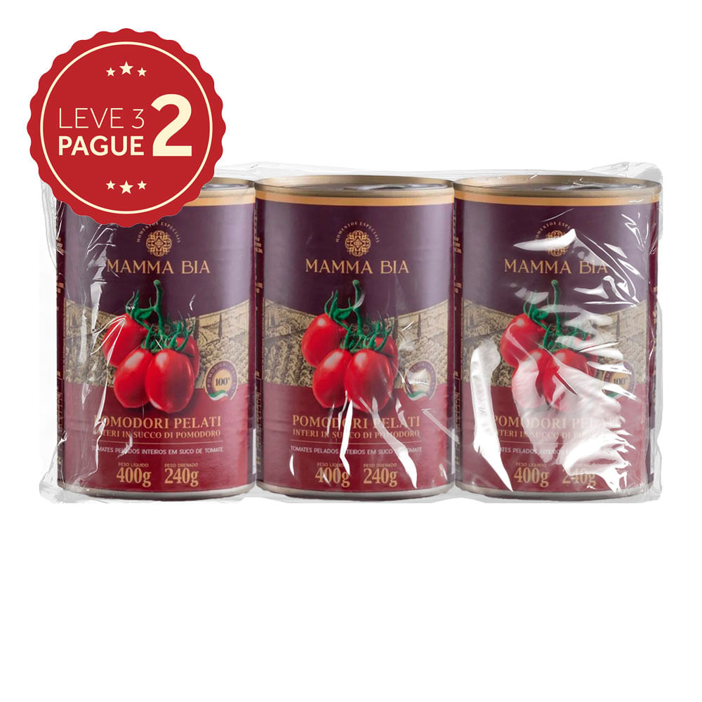 Molho de Tomate Pelado Mamma Bia 400g Leve 3 Pague 2 KIT PRONTO
