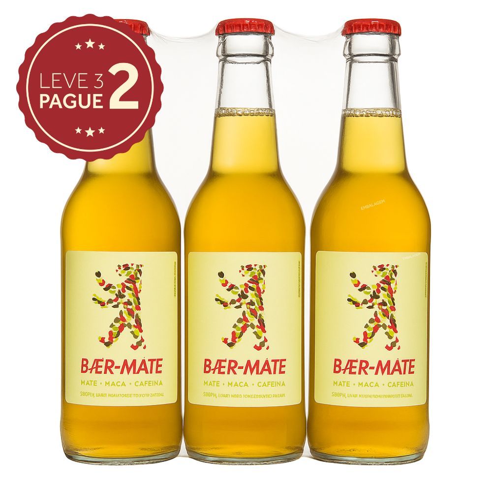 Chá Mate com Gás Cafeína Natural Baer-Mate Garrafa 350ml Leve 3 Pague 2 KIT PRONTO
