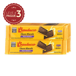 Biscoito Choco Biscuit Meio Amargo Bauducco 80g Leve 4 Pague 3 KIT PRONTO