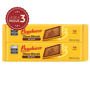 Biscoito Choco Biscuit ao Leite Bauducco 80g Leve 4 Pague 3 KIT PRONTO