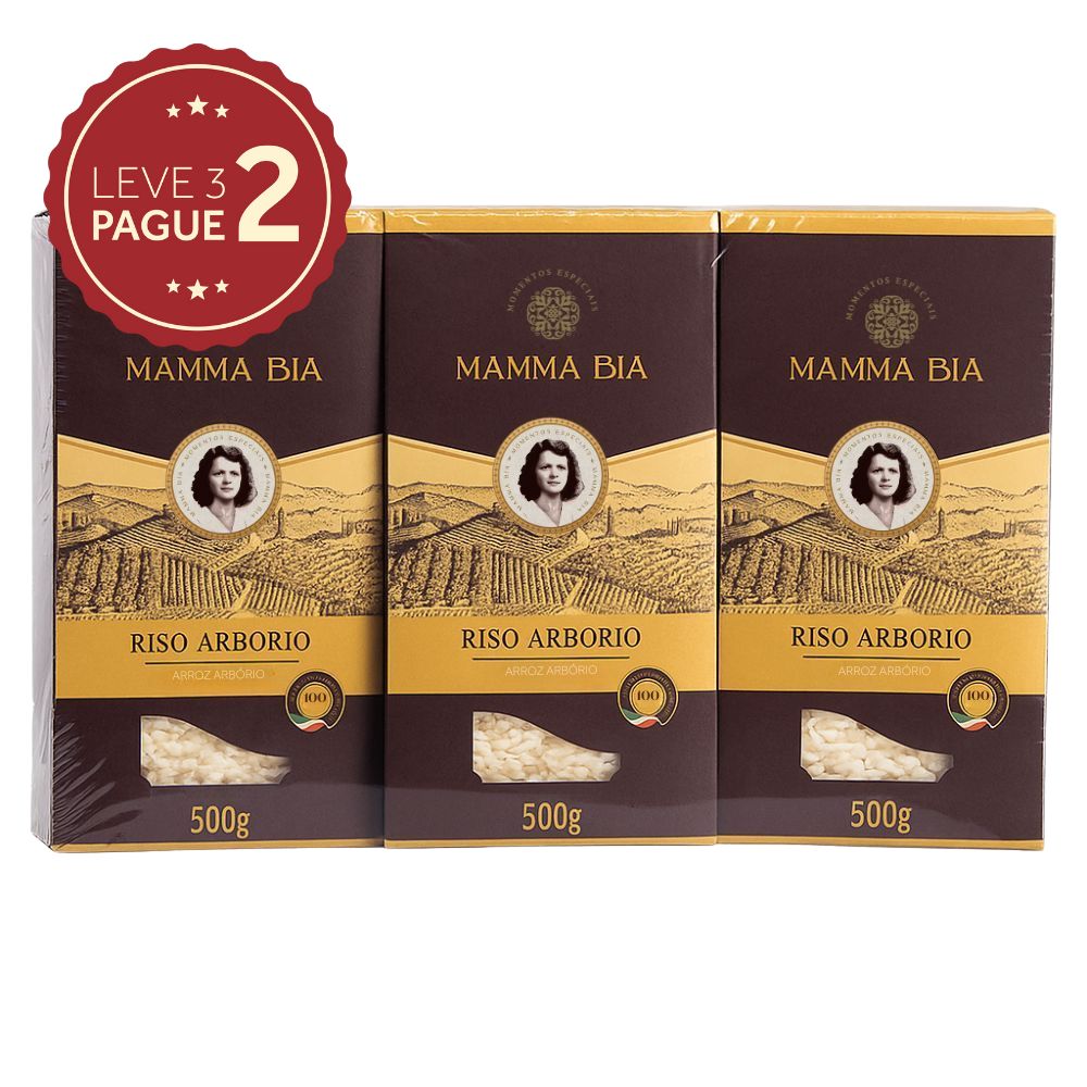 Arroz Italiano Mamma Bia Arbório 500g Leve 3 Pague 2 KIT PRONTO