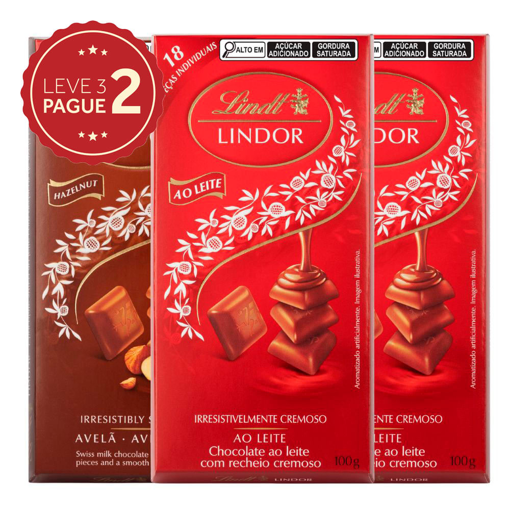 Chocolate Lindt Lindor Singles Ao Leite 18 unidades 100g Leve 3 Pague 2 KIT PRONTO