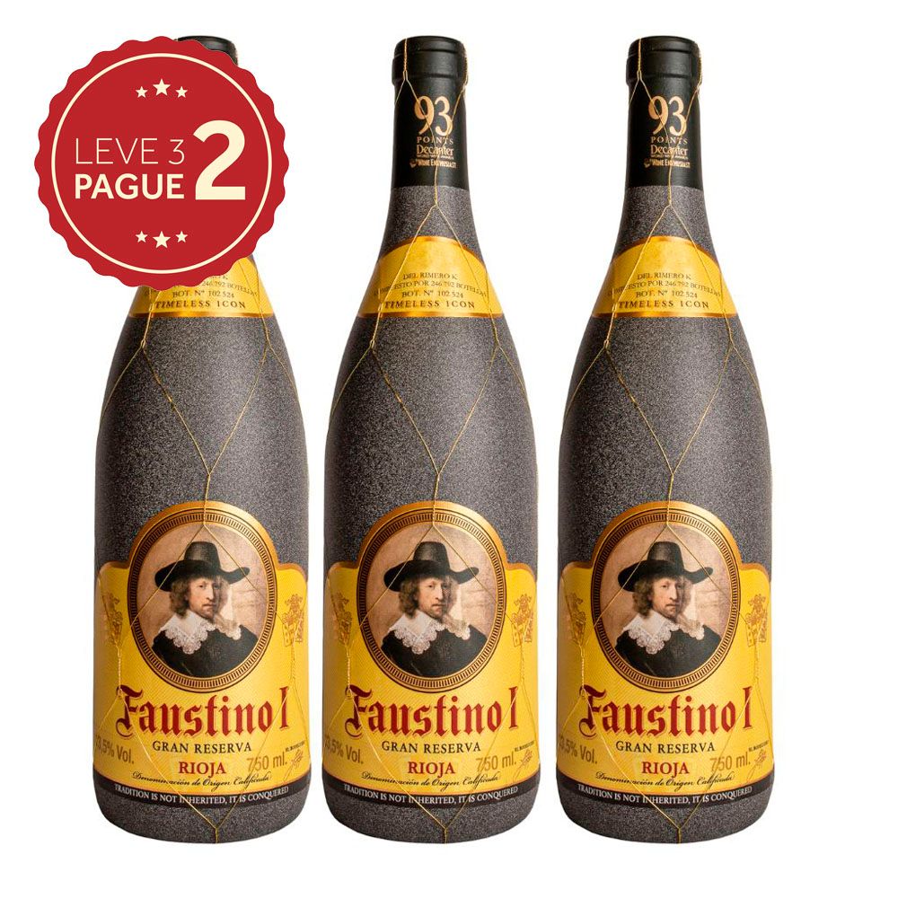 Vinho Espanhol Faustino I Gran Reserva Rioja 750ml Leve 3 Pague 2 KIT PRONTO