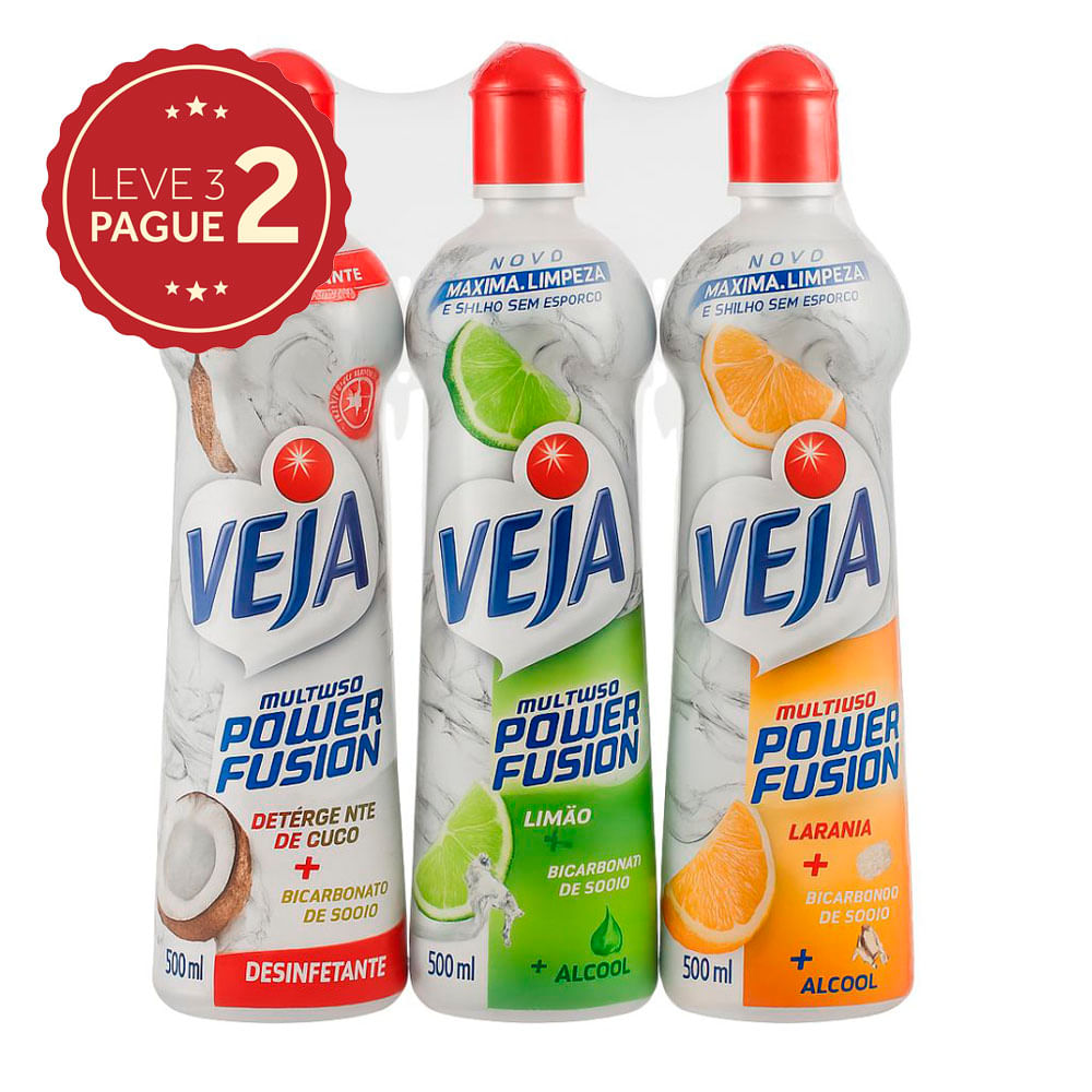 Limpador Multiuso Veja Power Fusion Tipos 500ml Leve 3 Pague 2 KIT PRONTO