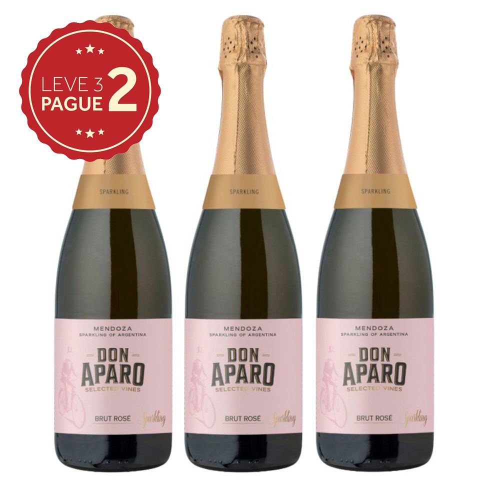 Espumante Argentino Don Aparo Brut Rosé 750ml Leve 3 Pague 2 KIT PRONTO