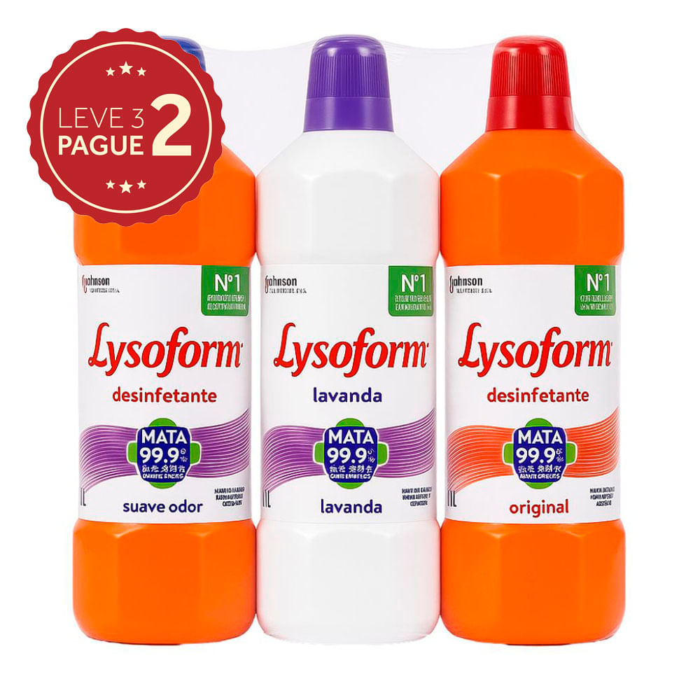Desinfetante Lysoform 1L Tipos Leve 3 Pague 2 KIT PRONTO