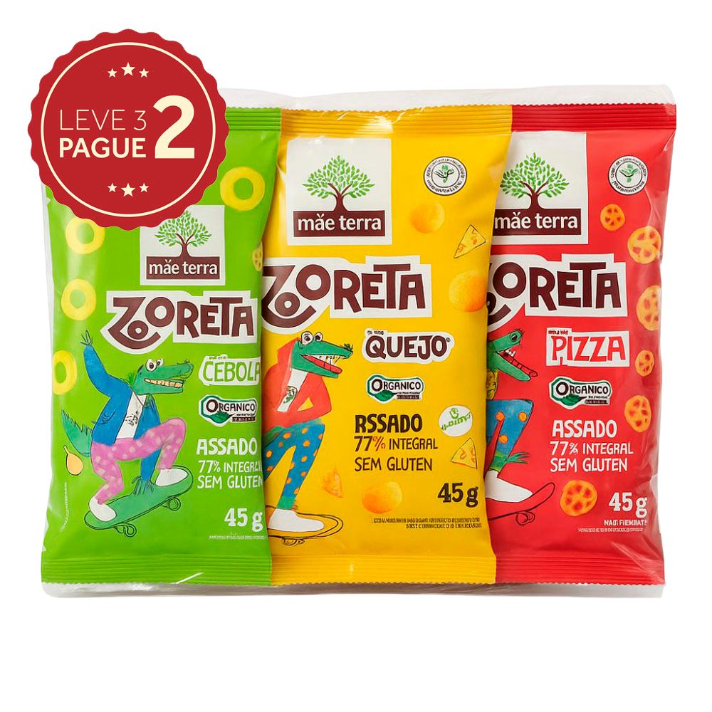 Salgadinho Orgânico Mãe Terra Zooreta 45g Leve 3 Pague 2 KIT PRONTO