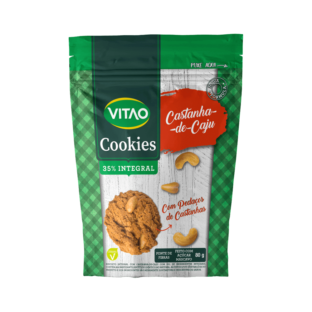 Biscoito Cookie Integral Castanha-De-Caju Vitao Pacote 80g
