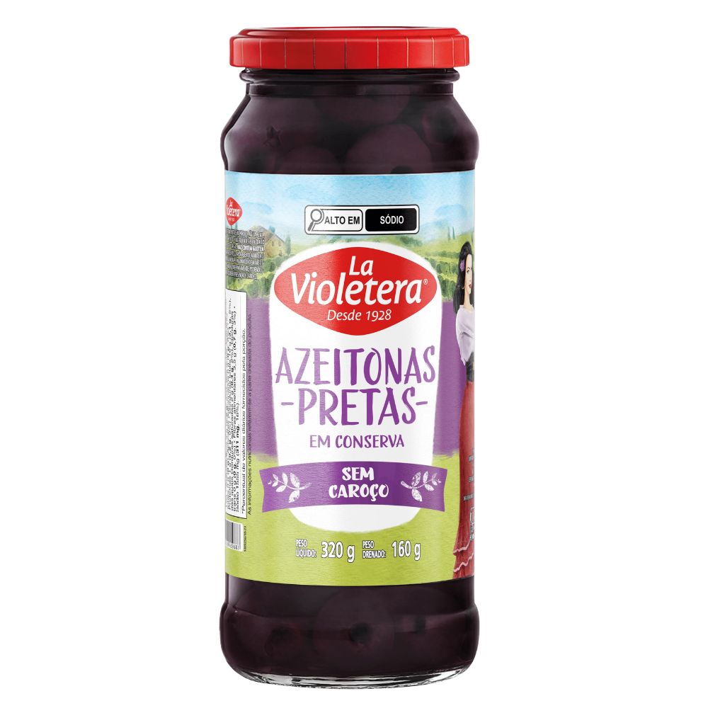 Azeitona Preta Sem Caroço La Violetra Vidro 160g