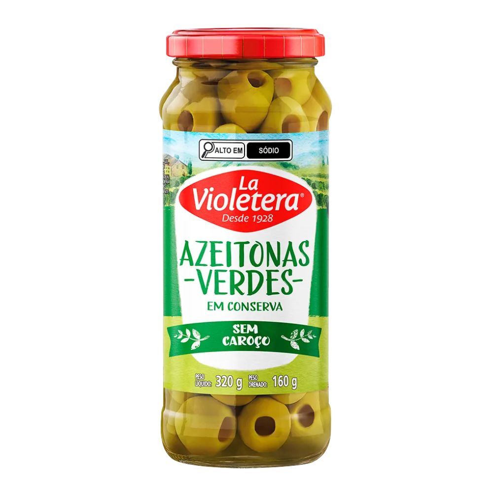 Azeitona Verde Sem Caroço La Violetera Vidro 160g