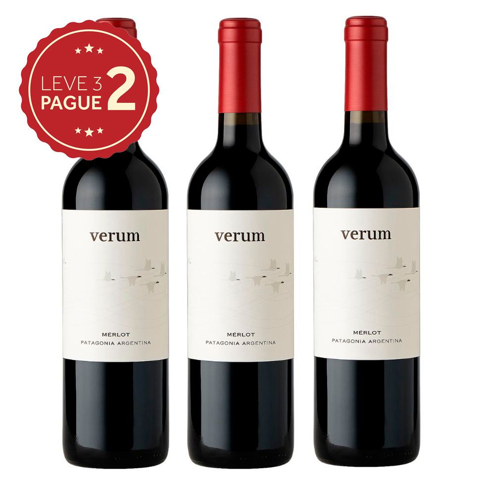Vinho Argentino Verum Merlot 750ml Leve 3 Pague 2 KIT PRONTO