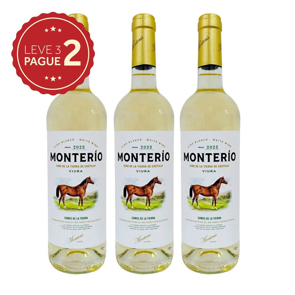 Vinho Espanhol Monterío Viura Victorianas Branco 750ml Leve 3 Pague 2 KIT PRONTO