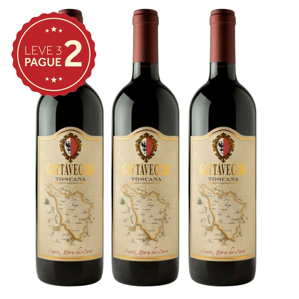 Vinho Italiano Gattavecchi Santa Maria Dei Servi Toscana 750ml Leve 3 Pague 2 KIT PRONTO