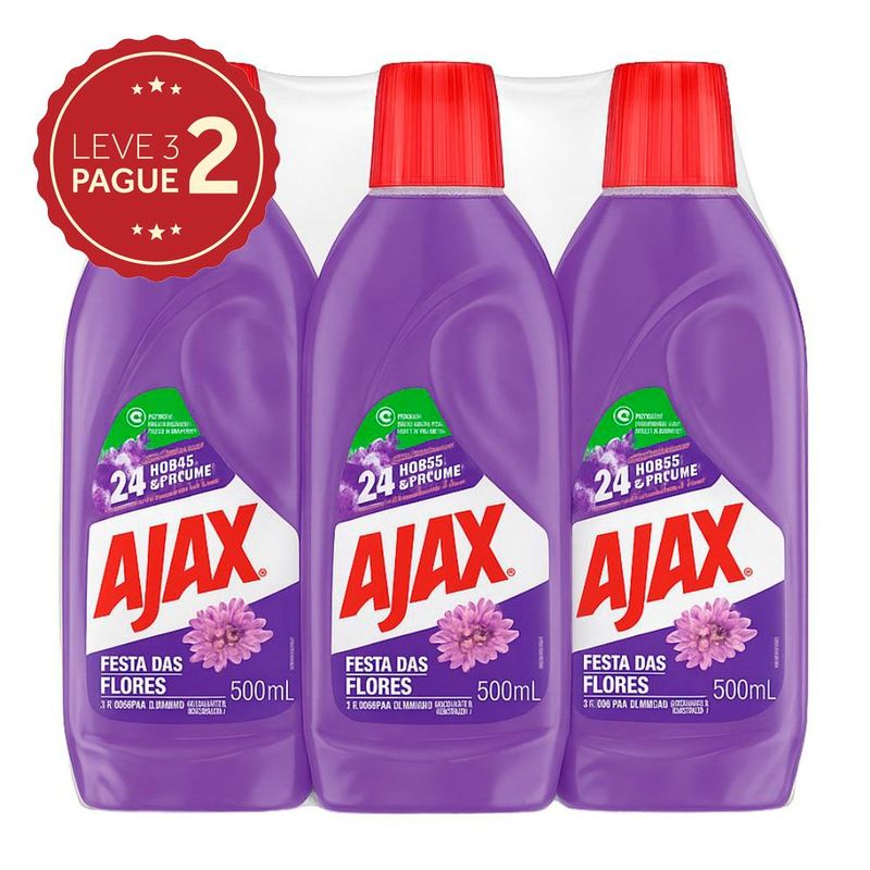 Limpador-Multiuso-Flores-de-Lavanda-Ajax-Festa-das-Flores-500ml-Leve-3-Pague-2-KIT-PRONTO