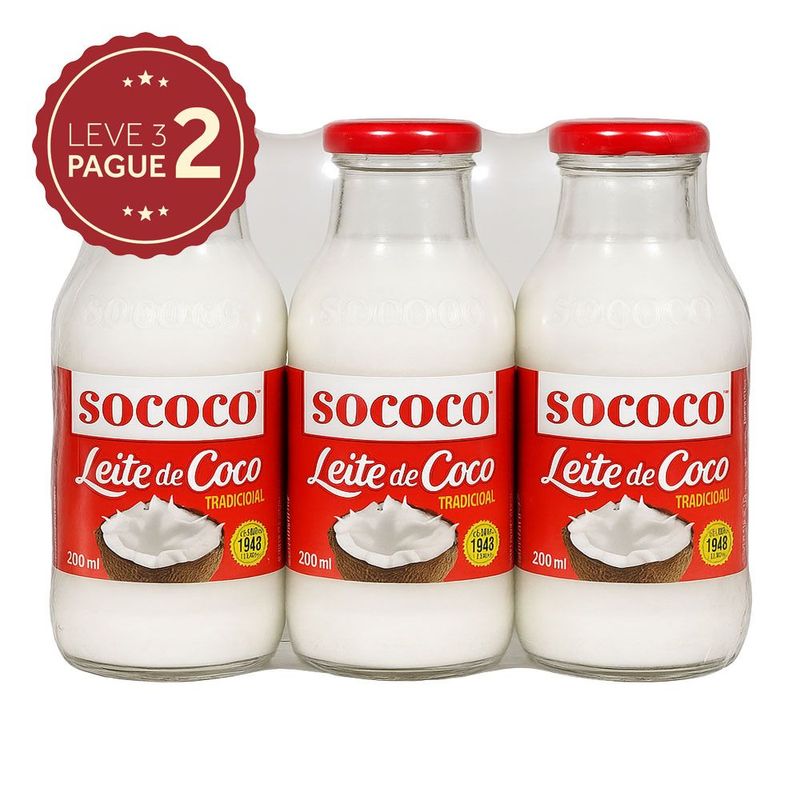 Leite-de-Coco-Sococo-Vidro-200ml-Leve-3-Pague-2-KIT-PRONTO