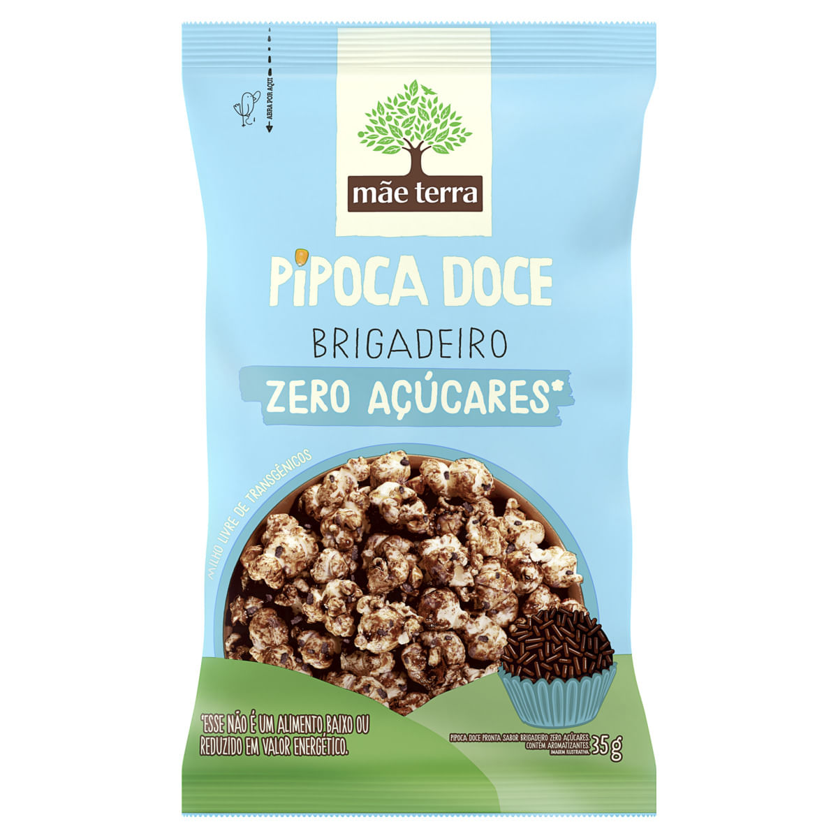 Pipoca Pronta Doce Brigadeiro Zero Açúcar Mãe Terra Pacote 35g