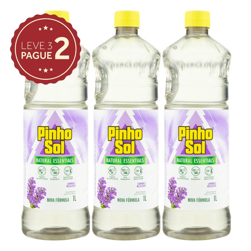 Desinfetante Pinho Sol Naturals Essentials 1L Leve 3 Pague 2 KIT PRONTO
