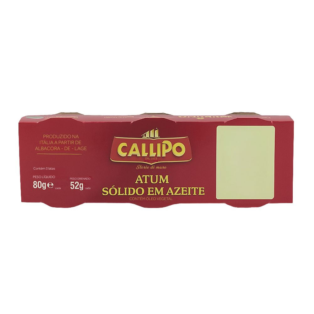 Atum Italiano Sólido em Azeite Callipo 3 Unidades 80g