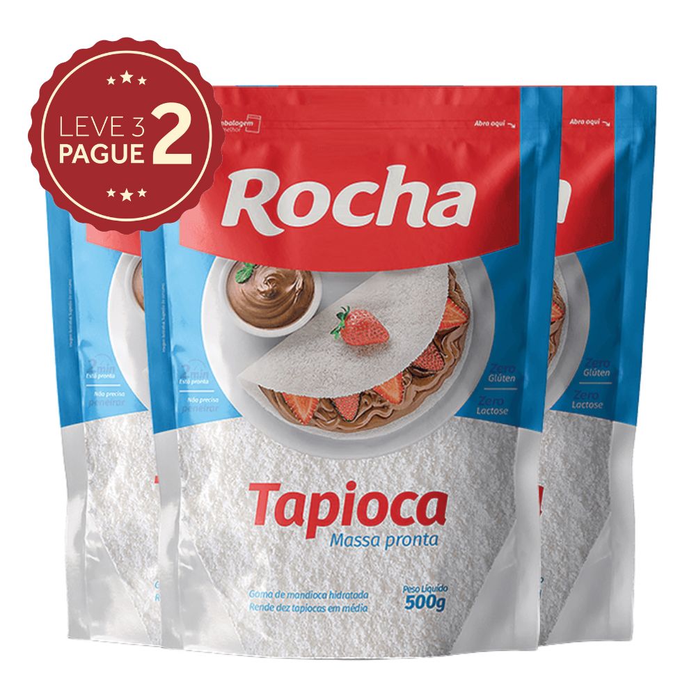 Massa pronta para Tapioca Rocha 500g Leve 3 Pague 2 KIT PRONTO