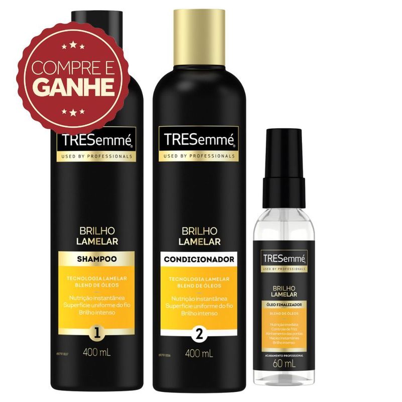 Kit-Shampoo-400ml---Condicionador-400ml---Oleo-60ml-Linha-Brilho-Lamelar-TRESemme