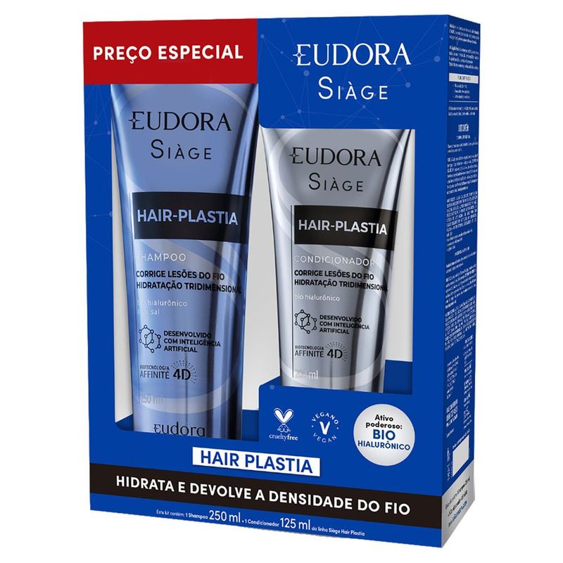 Kit-Shampoo-250ml---Condicionador-125ml-Eudora-Siage-Hair-Plastia-Preco-Especial