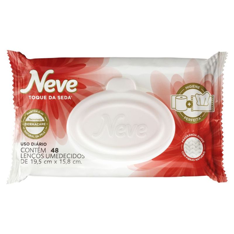 Lenço Umedecido Toque de Seda Dermacare Neve 48 Unidades