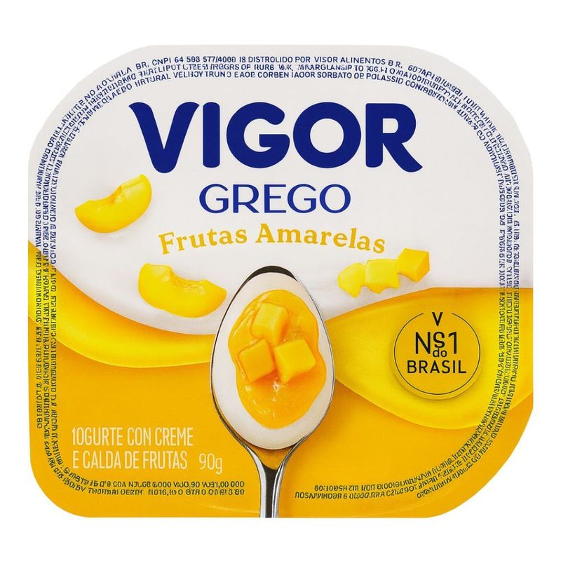 Iogurte Grego Calda Frutas Amarelas Vigor Pote 90g