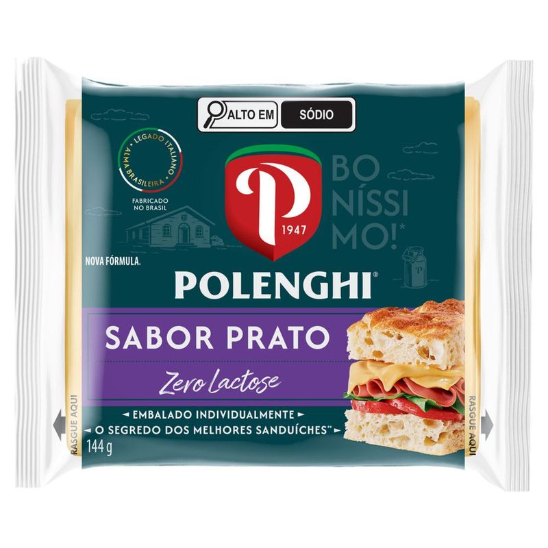 Queijo Processado UHT Prato Zero Lactose Polenghi 144g