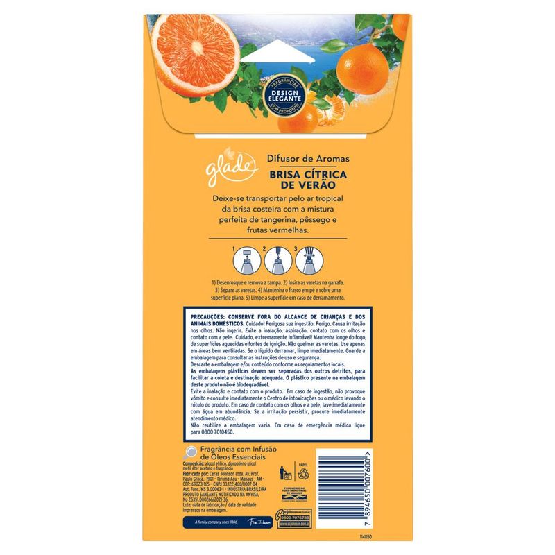 Difusor de Aromas Brisa Cítrica de Verão Glade Caixa 100ml