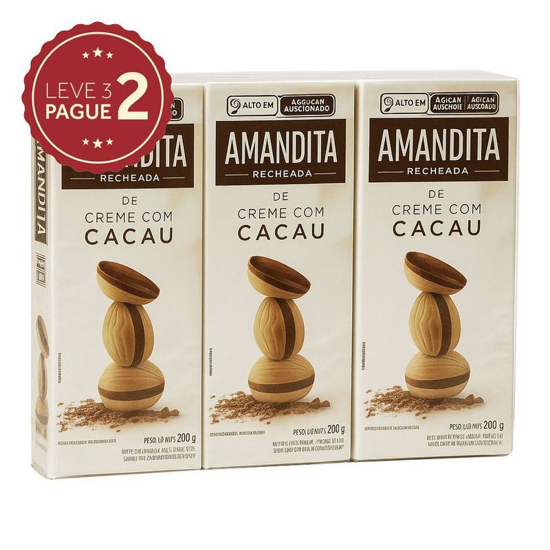 Chocolate Wafer Kit Leve 3 Pague 2 Amandita 3x 200g