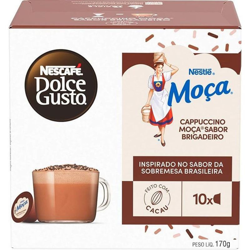 Cápsula de Cappuccino Moça Brigadeiro Dolce Gusto 170g 10 Cápsulas