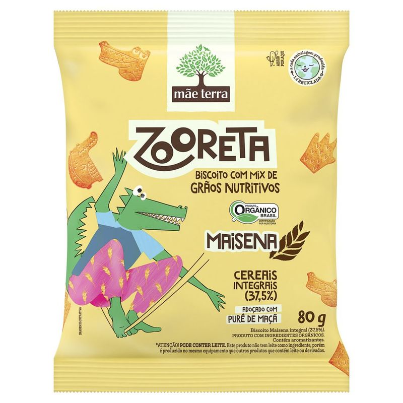 Biscoito Maisena com Mix de Grãos Vegano Integral Orgânico Mãe Terra Zooreta Pacote 80g