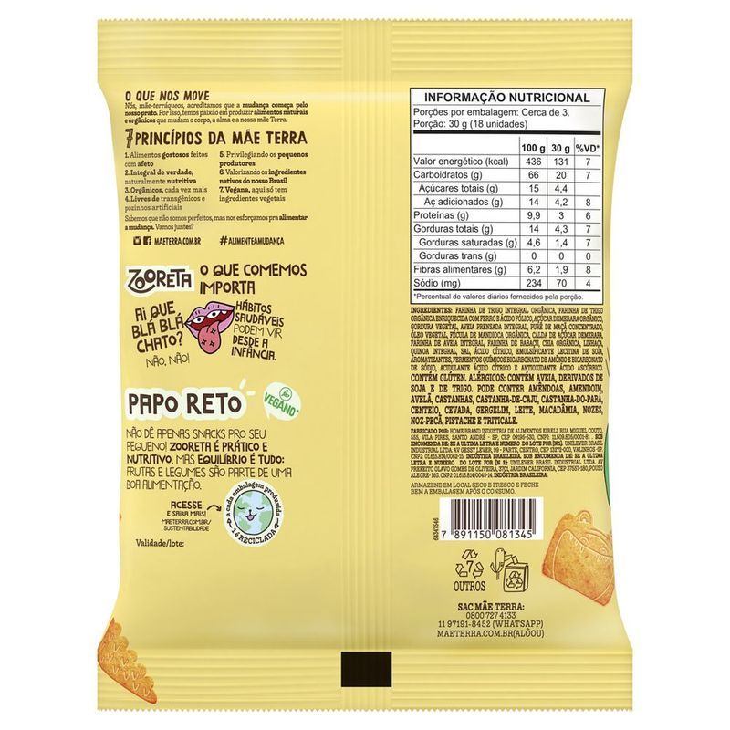 Biscoito Maisena com Mix de Grãos Vegano Integral Orgânico Mãe Terra Zooreta Pacote 80g