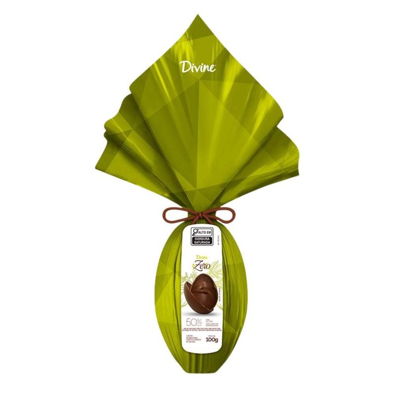 Ovo de Páscoa Zero Lactose 50% Cacau Meio Amargo Divine 100g