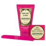 Kit Creme para Mãos 60g + Cera Nutritiva Unhas e Cutículas 7g + Lixa para Unhas Granado Trio Essencial para Mãos e Unhas Pink