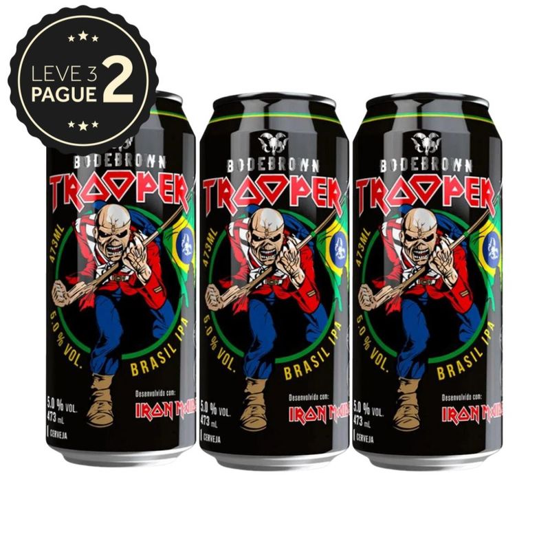 Cerveja Bodebrown Trooper Brasil Ipa Iron Maiden Lata 473ml Leve 3 Pague 2 KIT PRONTO